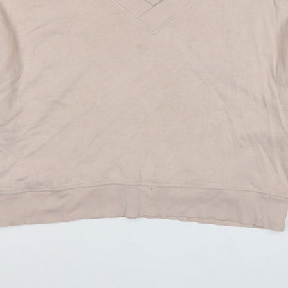 The White Company Women's Beige L V-Neck Pullover Sweatshirt Cotton