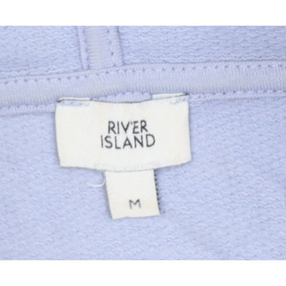 River Island Women Blue M Fur Trim Hooded Pullover Sweatshirt