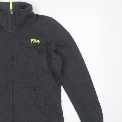 Fila Sport Women’s Grey L Full Zip Fleece Sweatshirt Logo Pockets