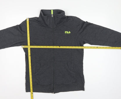 Fila Sport Women’s Grey L Full Zip Fleece Sweatshirt Logo Pockets