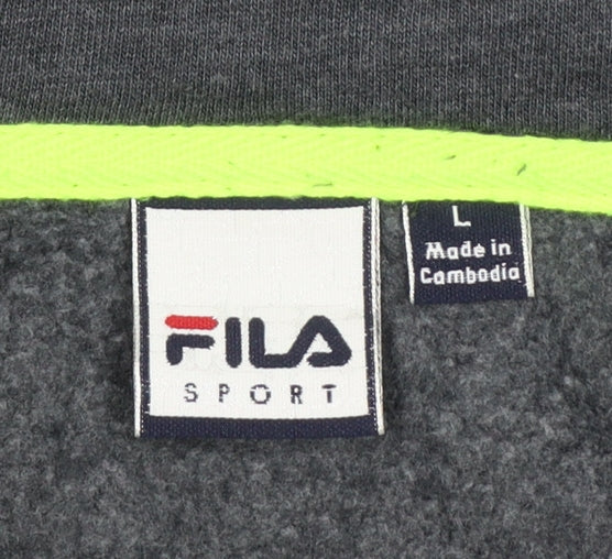 Fila Sport Women’s Grey L Full Zip Fleece Sweatshirt Logo Pockets