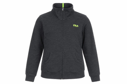 Fila Sport Women’s Grey L Full Zip Fleece Sweatshirt Logo Pockets