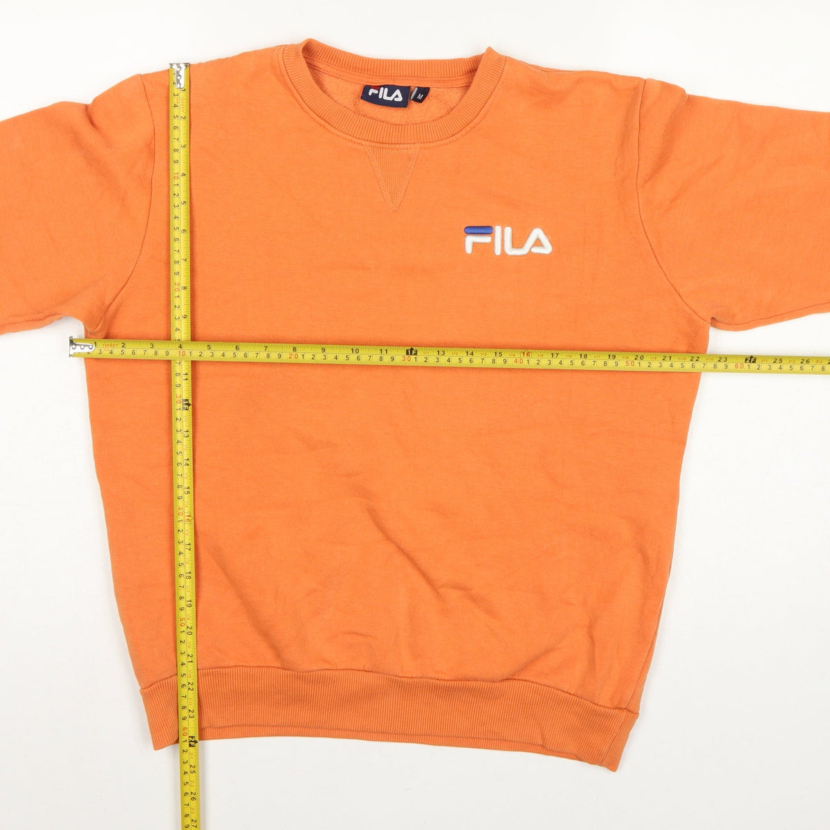 Fila Men's Orange M Crew Neck Logo Pullover Sweatshirt