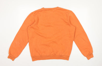 Fila Men's Orange M Crew Neck Logo Pullover Sweatshirt