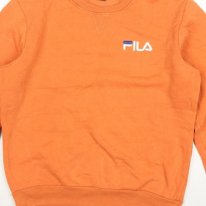 Fila Men's Orange M Crew Neck Logo Pullover Sweatshirt