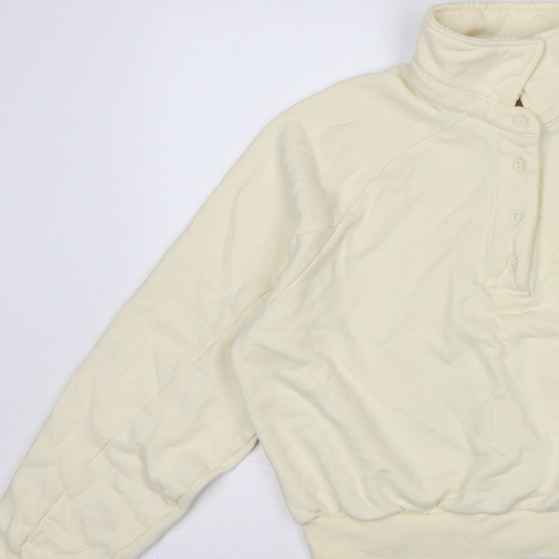 Cernucci Women’s Ivory XS Henley Logo Sweatshirt High Neck