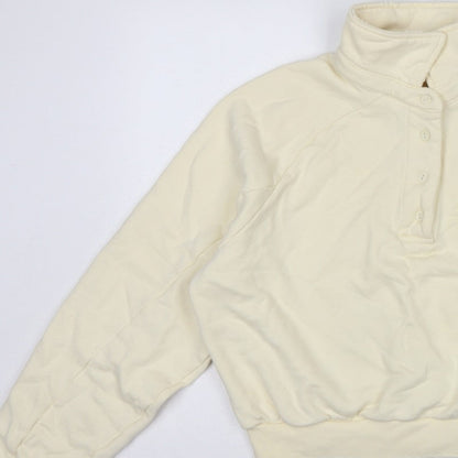 Cernucci Women’s Ivory XS Henley Logo Sweatshirt High Neck