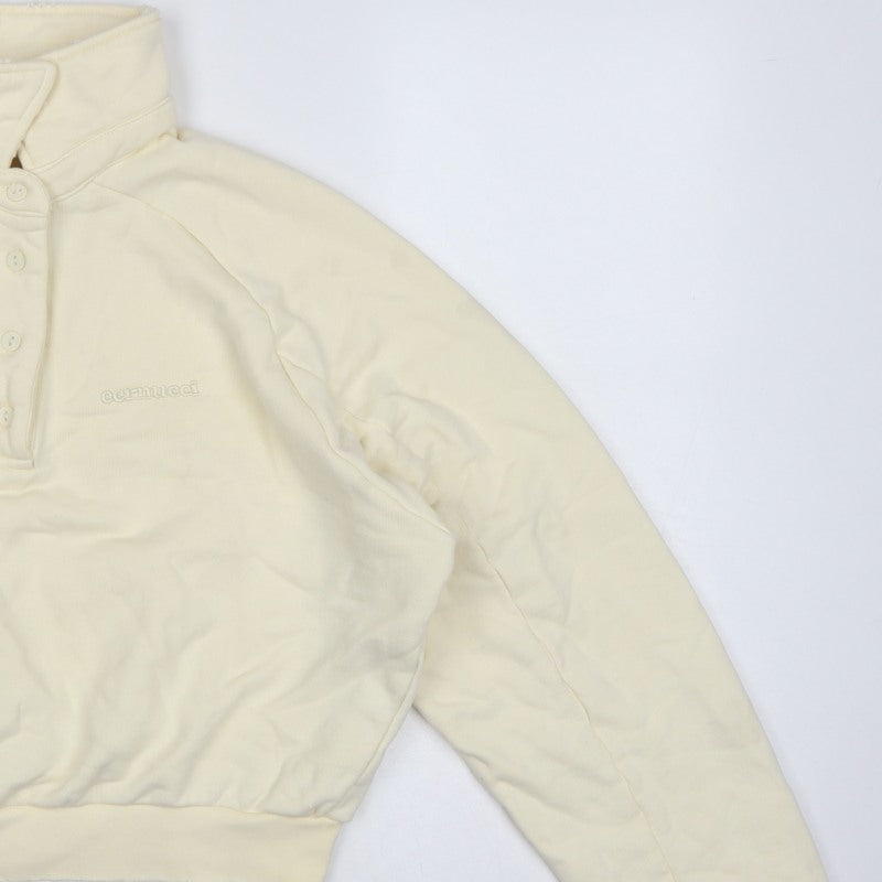 Cernucci Women’s Ivory XS Henley Logo Sweatshirt High Neck