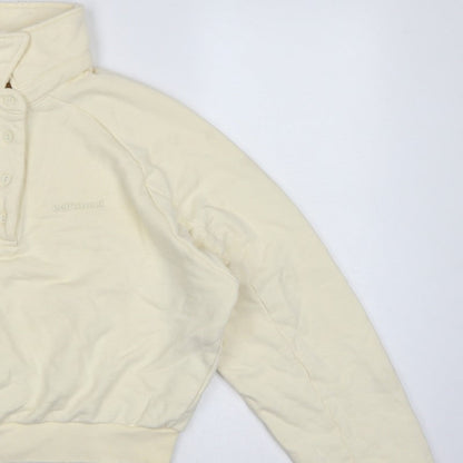 Cernucci Women’s Ivory XS Henley Logo Sweatshirt High Neck