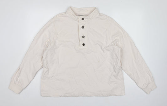 Gap Work-Force Men’s Ivory L Button Henley Sweatshirt Cotton