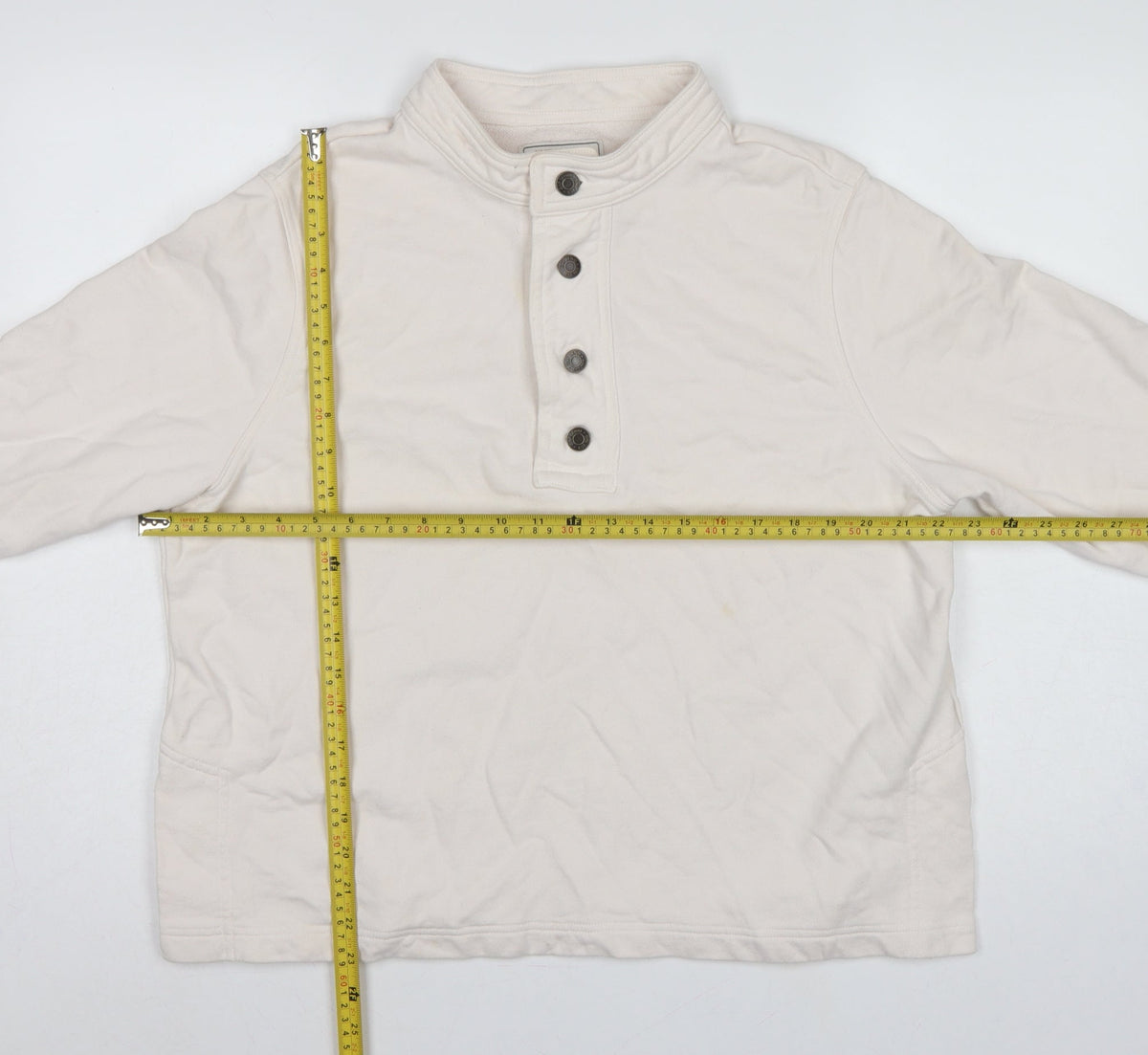 Gap Work-Force Men’s Ivory L Button Henley Sweatshirt Cotton