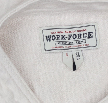 Gap Work-Force Men’s Ivory L Button Henley Sweatshirt Cotton