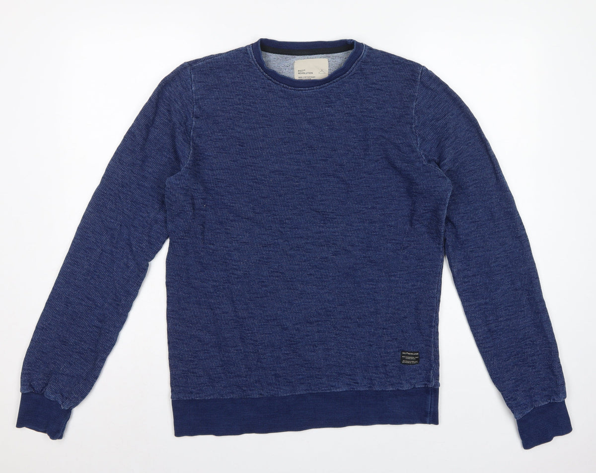 Revolution Men’s Blue Small Crew Neck Cotton Pullover Sweatshirt