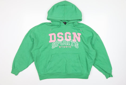 Boohoo Women's Green S Pullover Hoodie DSGN Sports Graphic Fleece