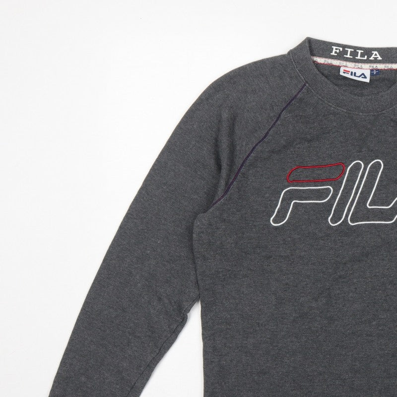 Fila Men’s Grey S Embroidered Logo Crew Neck Pullover Sweatshirt