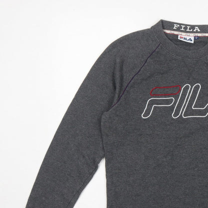 Fila Men’s Grey S Embroidered Logo Crew Neck Pullover Sweatshirt