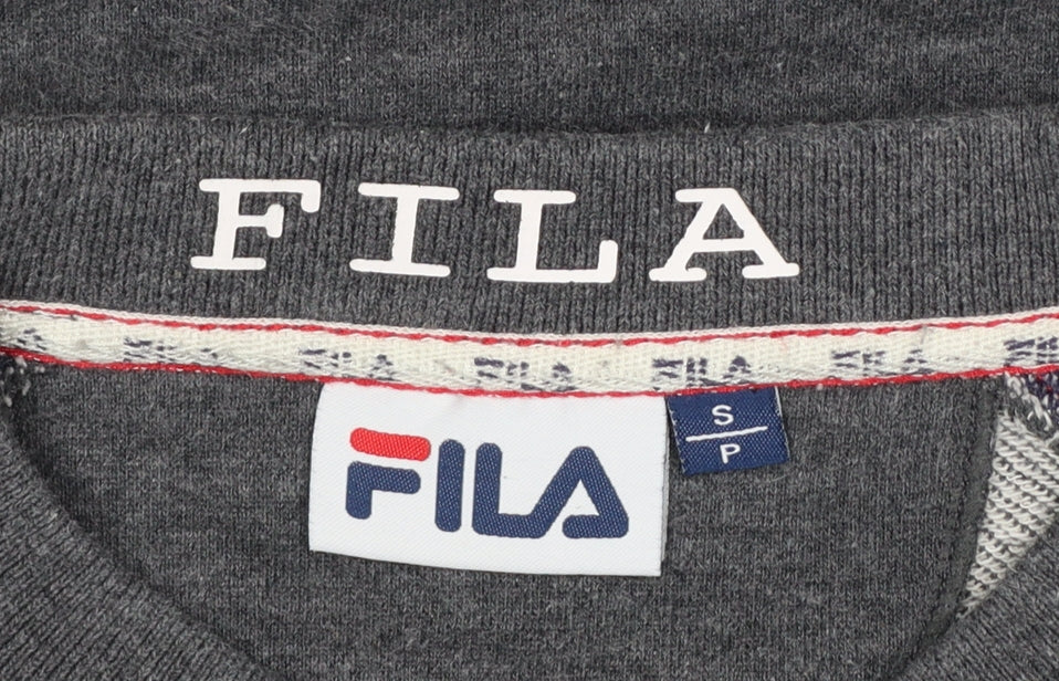 Fila Men’s Grey S Embroidered Logo Crew Neck Pullover Sweatshirt