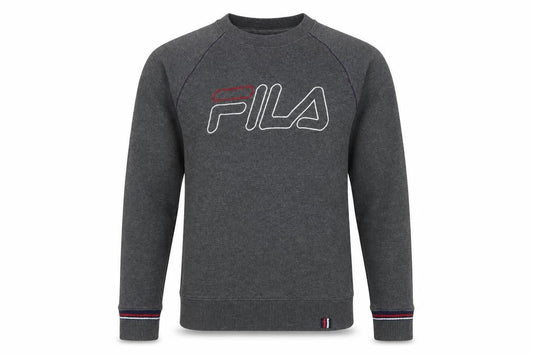 Fila Men’s Grey S Embroidered Logo Crew Neck Pullover Sweatshirt