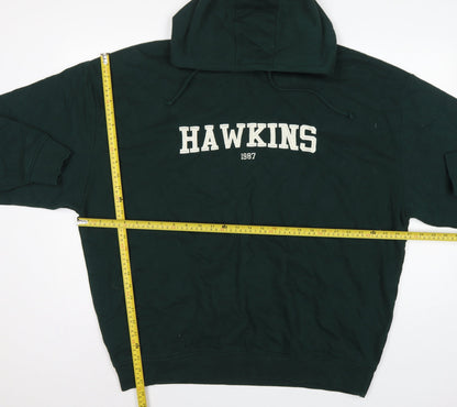 Primark Stranger Things Women's Green L Hawkins 1987 Pullover Hoodie