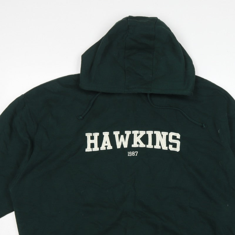 Primark Stranger Things Women's Green L Hawkins 1987 Pullover Hoodie