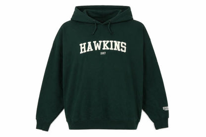 Primark Stranger Things Women's Green L Hawkins 1987 Pullover Hoodie