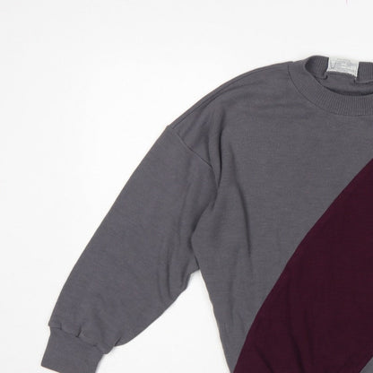 Greenwoods Active Women Grey M Colourblock Acrylic Sweatshirt Pullover