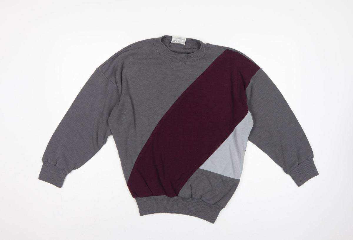 Greenwoods Active Women Grey M Colourblock Acrylic Sweatshirt Pullover