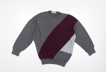 Greenwoods Active Women Grey M Colourblock Acrylic Sweatshirt Pullover