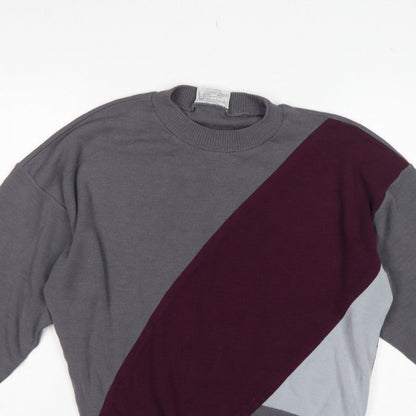 Greenwoods Active Women Grey M Colourblock Acrylic Sweatshirt Pullover