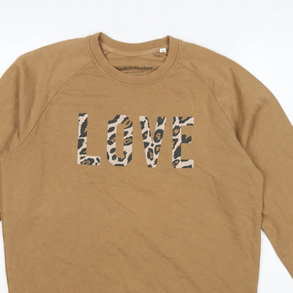 Selfish Mother Women’s Brown L Love Leopard Print Raglan Sweatshirt