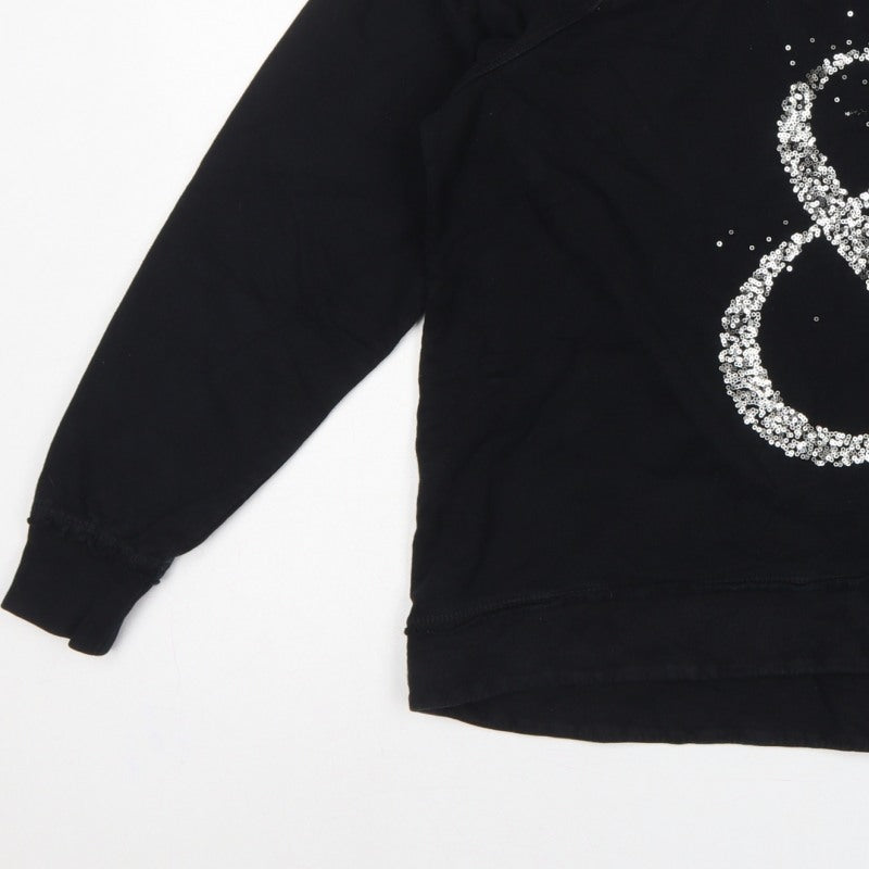Mango Jeans Women Black S Pullover Sweatshirt Silver Sequin Ampersand