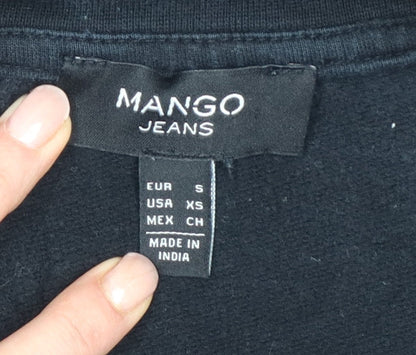 Mango Jeans Women Black S Pullover Sweatshirt Silver Sequin Ampersand