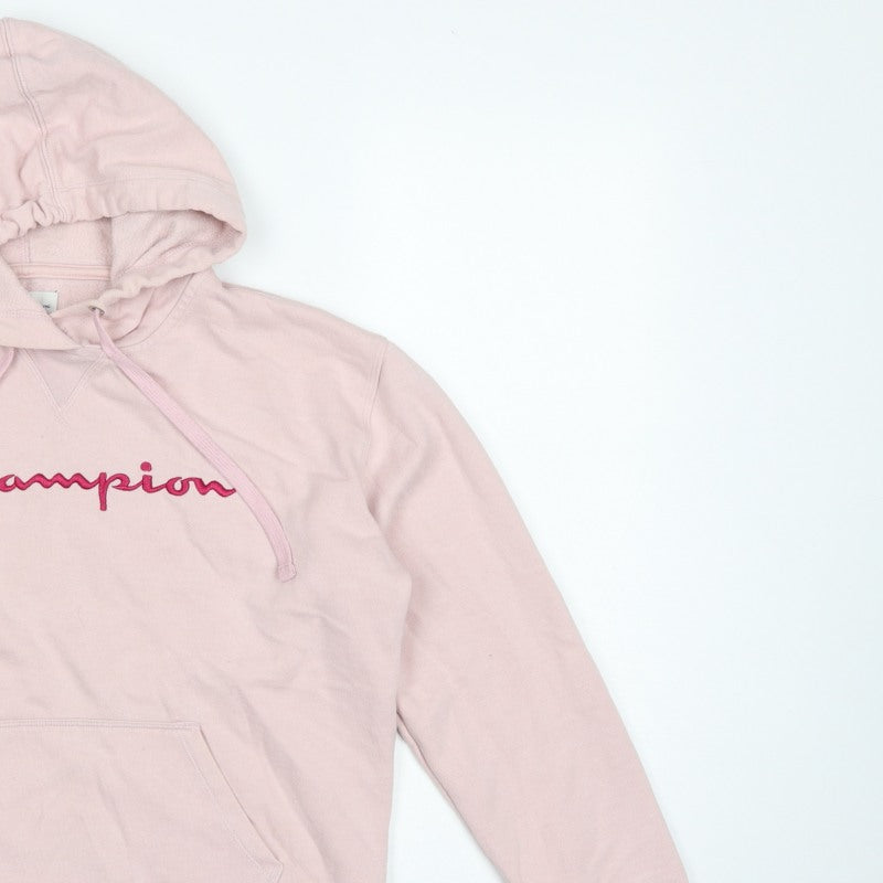 Champion Women’s Pink M Pullover Hoodie Embroidered Logo