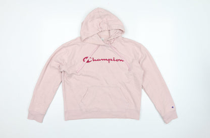 Champion Women’s Pink M Pullover Hoodie Embroidered Logo