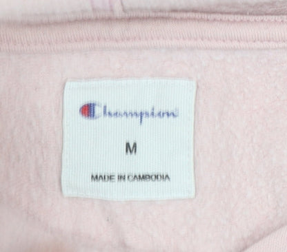 Champion Women’s Pink M Pullover Hoodie Embroidered Logo