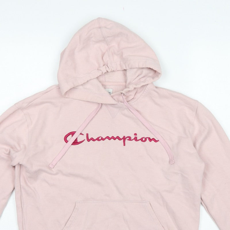Champion Women’s Pink M Pullover Hoodie Embroidered Logo