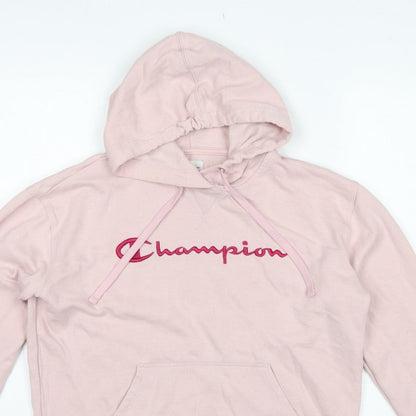 Champion Women’s Pink M Pullover Hoodie Embroidered Logo