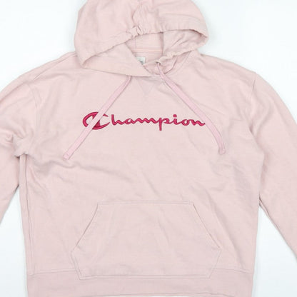 Champion Women’s Pink M Pullover Hoodie Embroidered Logo