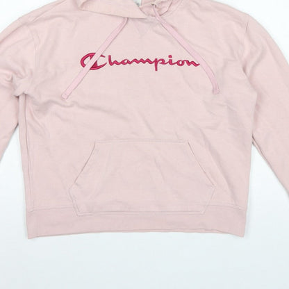 Champion Women’s Pink M Pullover Hoodie Embroidered Logo