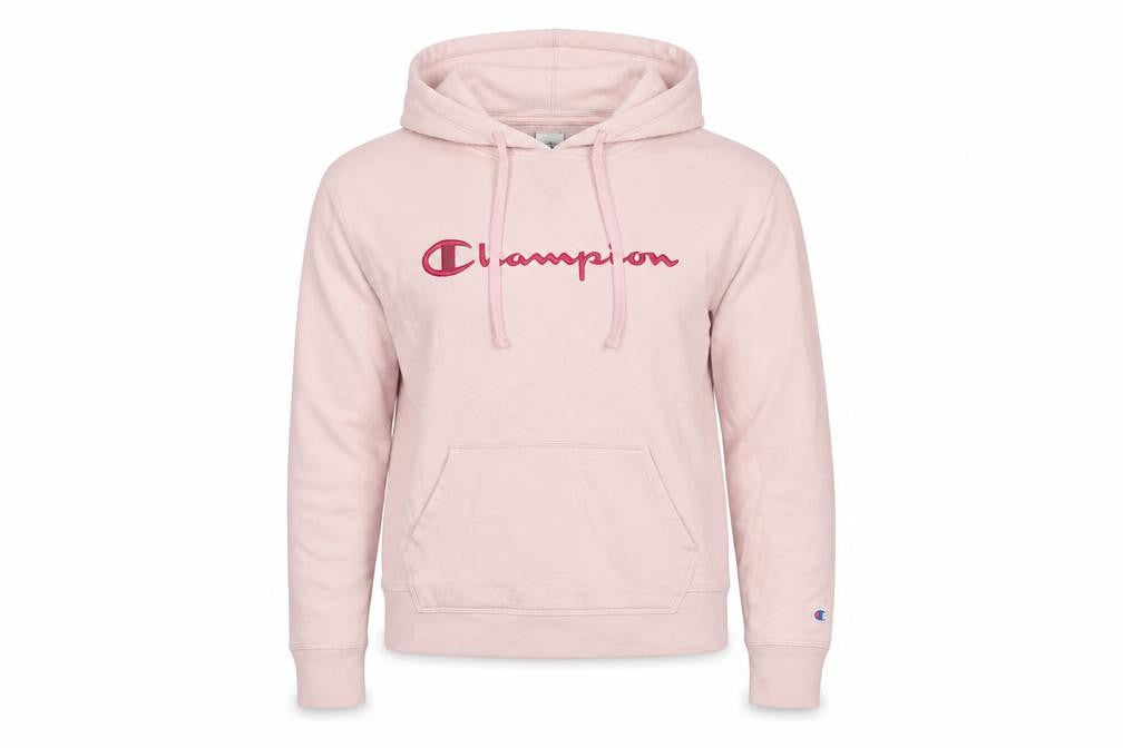 Champion Women’s Pink M Pullover Hoodie Embroidered Logo