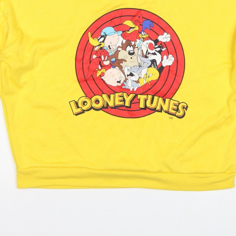 Looney Tunes Women Yellow XS Graphic Print Crew Neck Sweatshirt