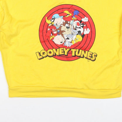Looney Tunes Women Yellow XS Graphic Print Crew Neck Sweatshirt