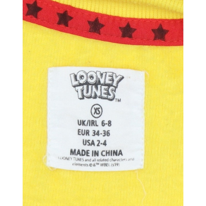 Looney Tunes Women Yellow XS Graphic Print Crew Neck Sweatshirt