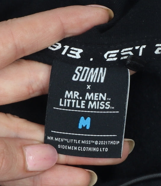 SDMN Men Black M Pullover Hoodie Mr Men Little Miss Graphic