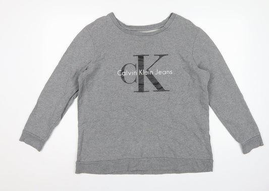 Calvin Klein Jeans Women’s Grey L Logo Pullover Sweatshirt