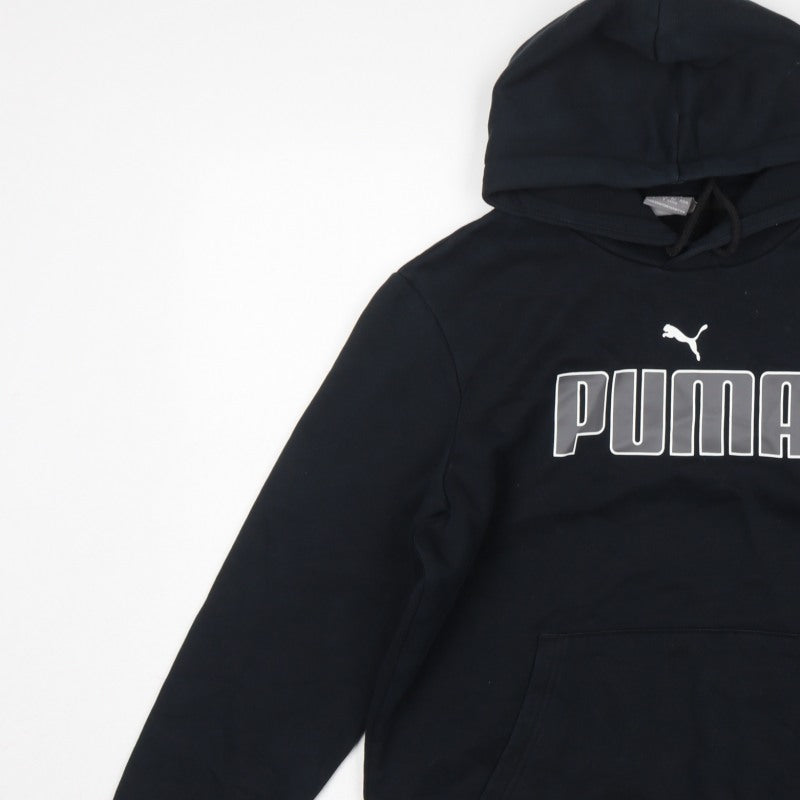 Puma Men’s Black S Pullover Hoodie Logo Graphic Print Pocket