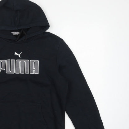 Puma Men’s Black S Pullover Hoodie Logo Graphic Print Pocket