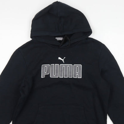 Puma Men’s Black S Pullover Hoodie Logo Graphic Print Pocket