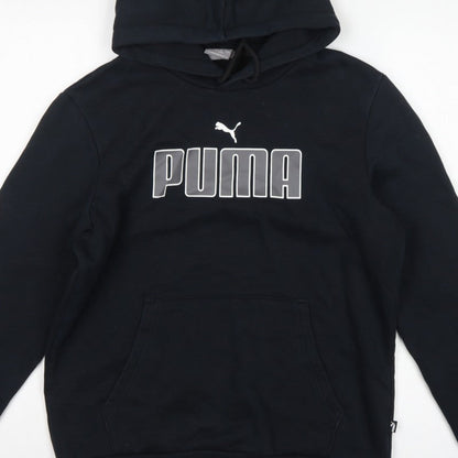Puma Men’s Black S Pullover Hoodie Logo Graphic Print Pocket