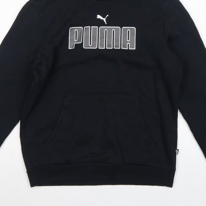 Puma Men’s Black S Pullover Hoodie Logo Graphic Print Pocket